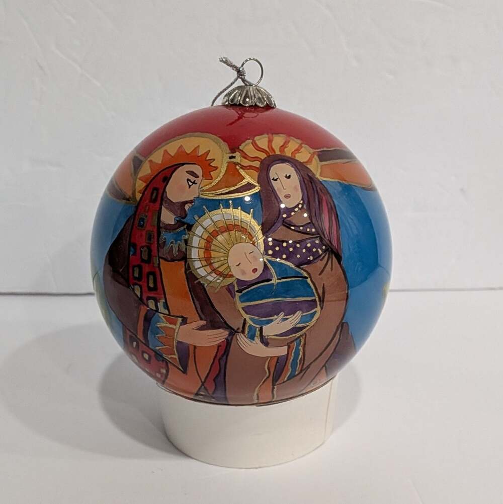 Pier 1 Imports Li Bien Nativity Holy Family Reverse Painted Glass Ornament 2006